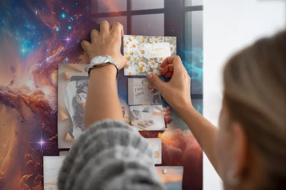 Tableau magnétique en verre motif univers cosmique