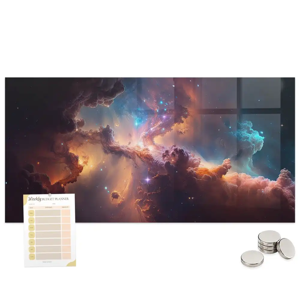 Tableau magnétique en verre motif univers cosmique