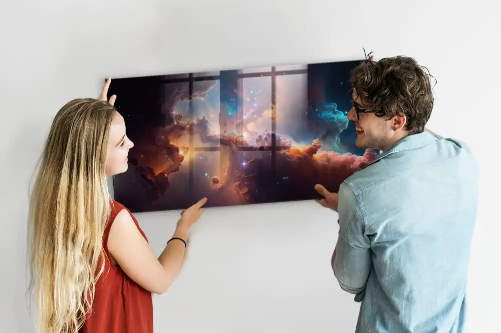 Tableau magnétique en verre motif univers cosmique