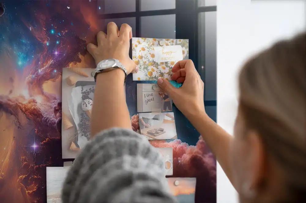 Tableau magnétique en verre motif univers cosmique