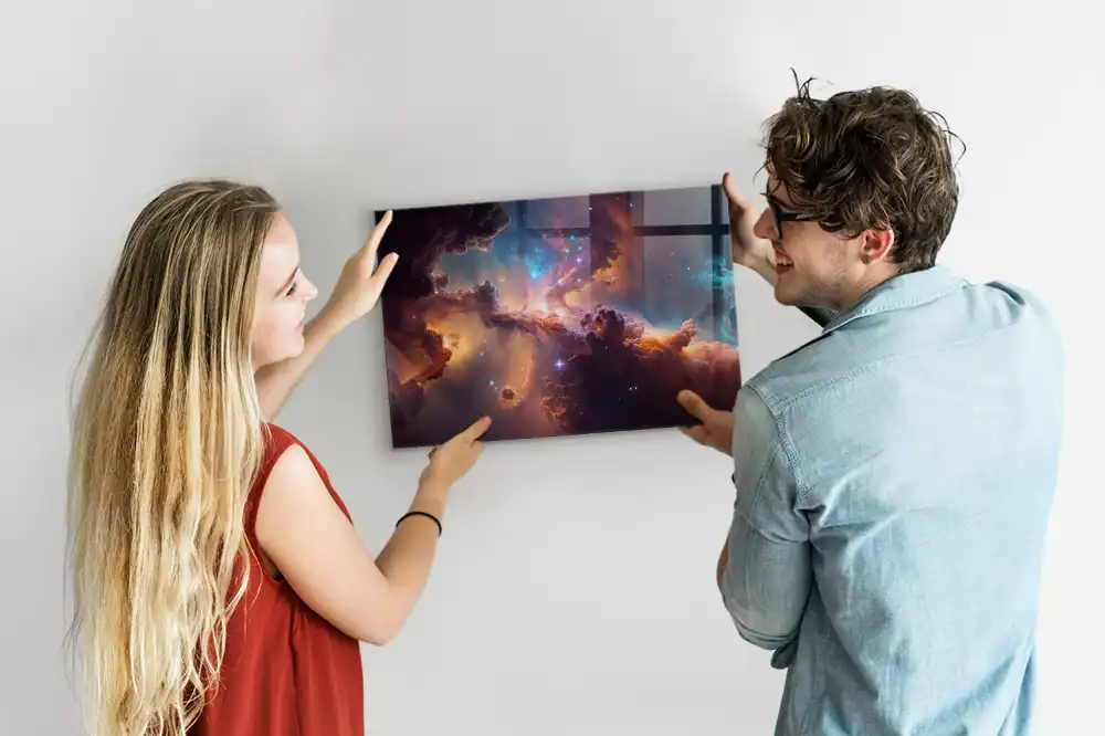 Tableau magnétique en verre motif univers cosmique