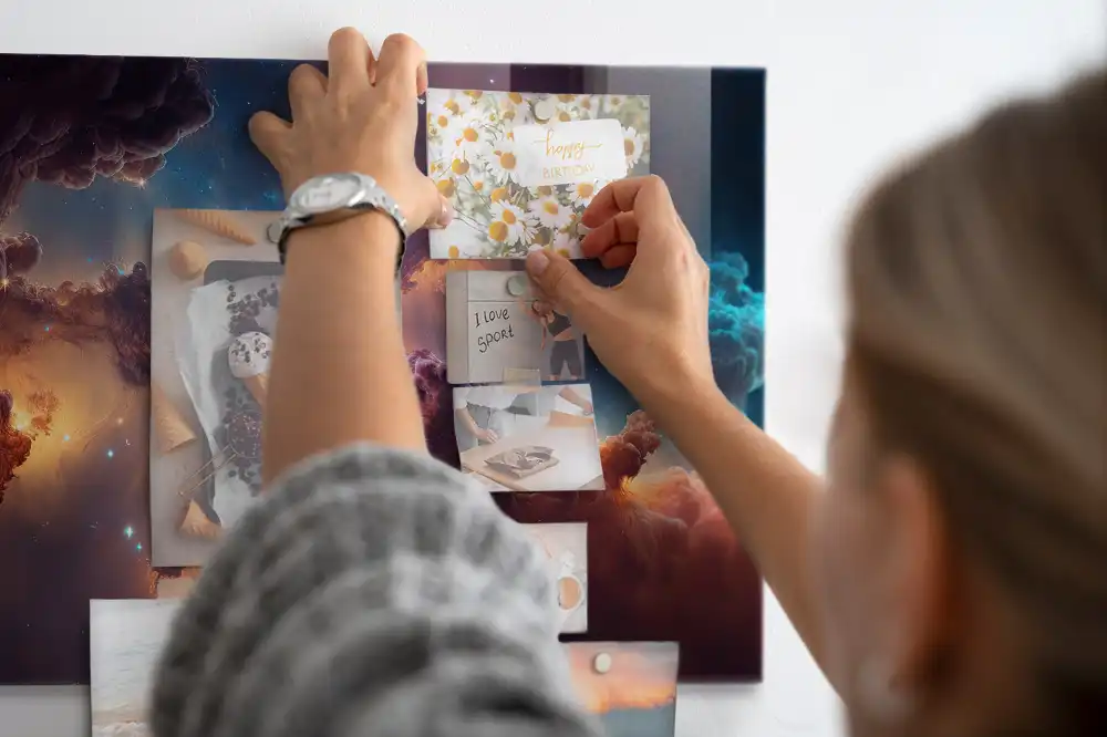 Tableau magnétique en verre motif univers cosmique