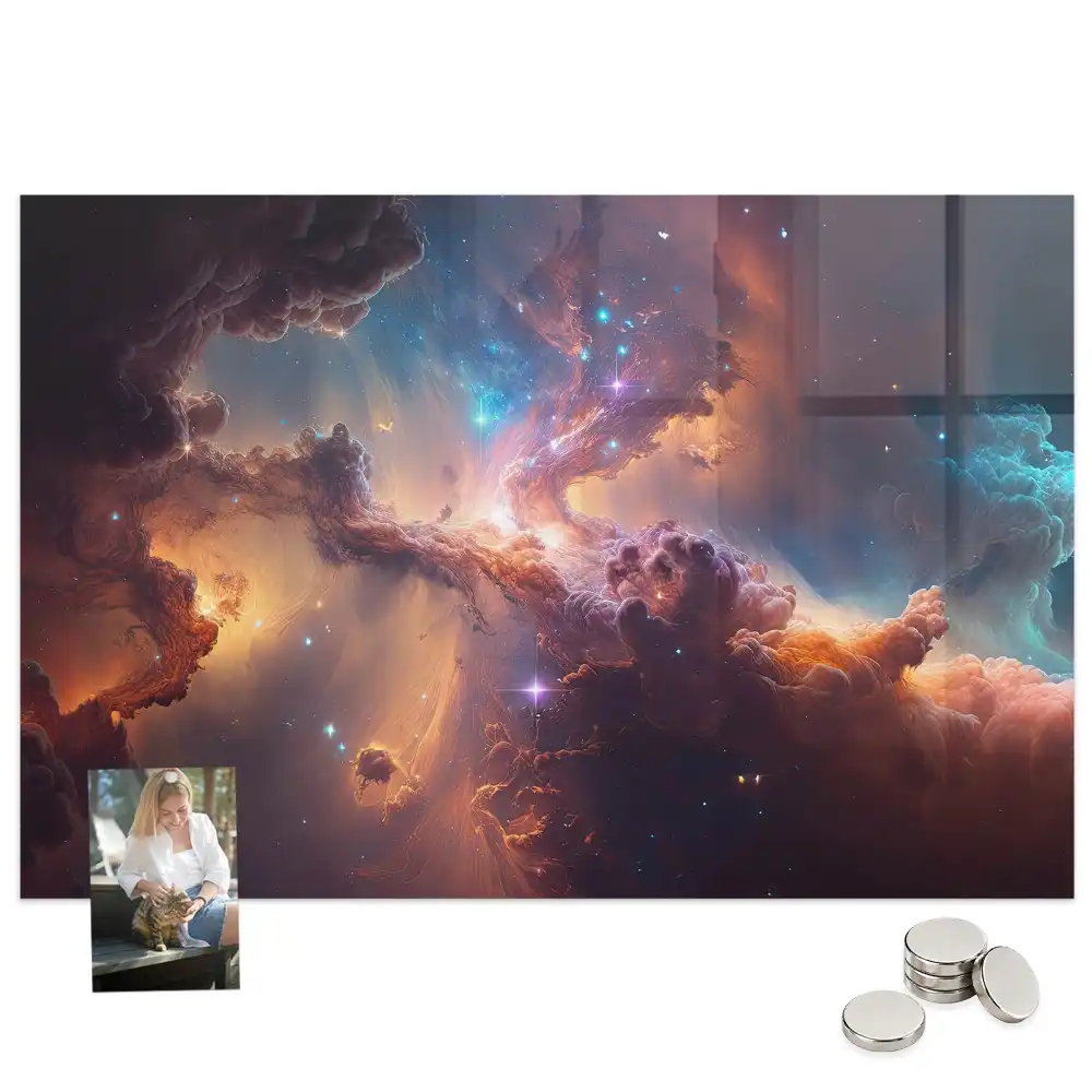 Tableau magnétique en verre motif univers cosmique