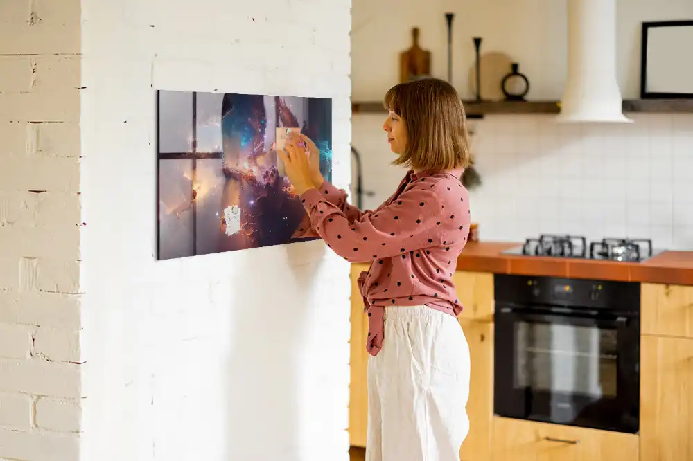 Tableau magnétique en verre motif univers cosmique
