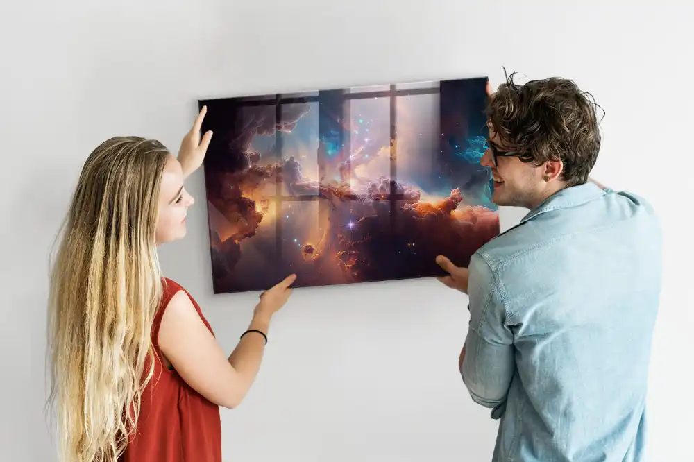 Tableau magnétique en verre motif univers cosmique