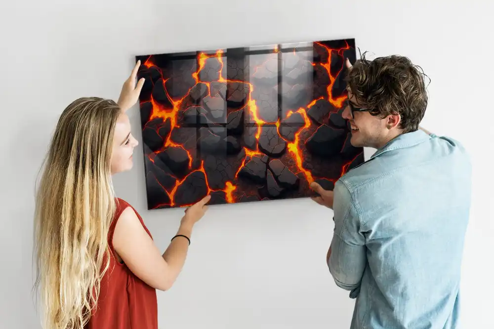 Tableau aimanté motif magma liquide