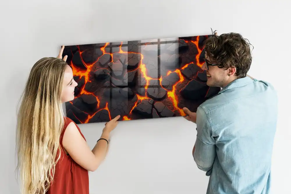 Tableau aimanté motif magma liquide