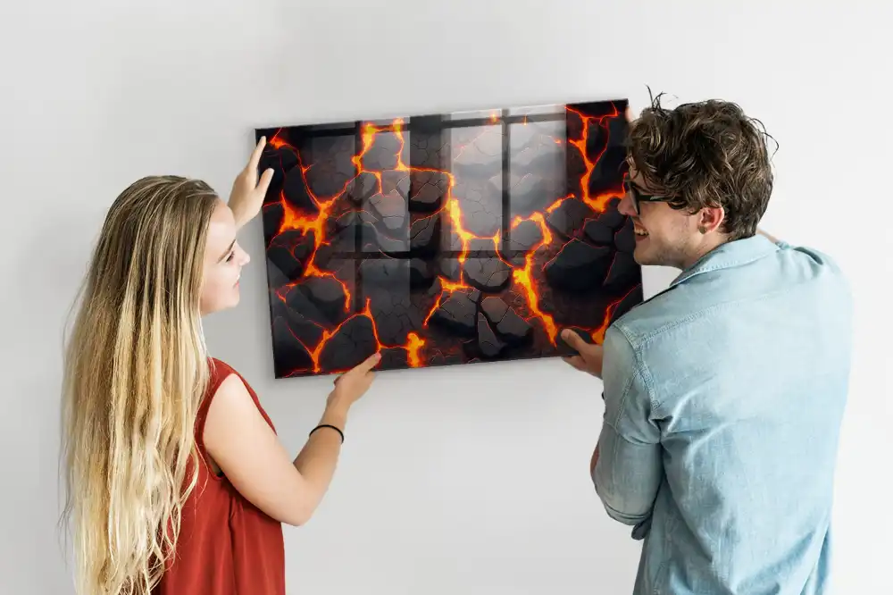 Tableau aimanté motif magma liquide