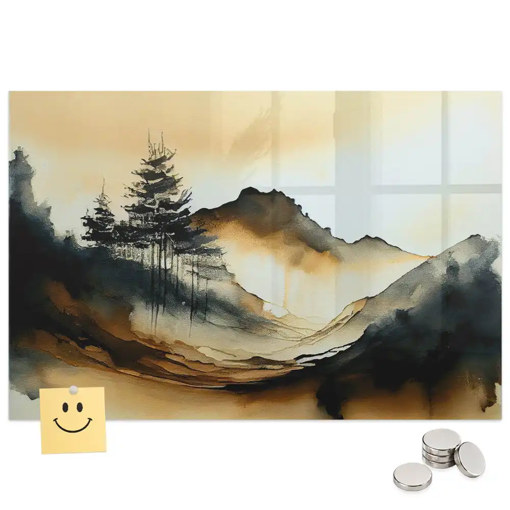 Tableau magnétique en verre avec motif artistique paysage
