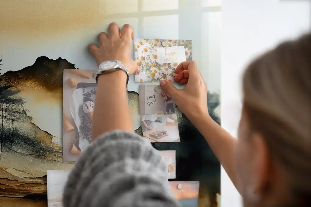 Tableau magnétique en verre avec motif artistique paysage