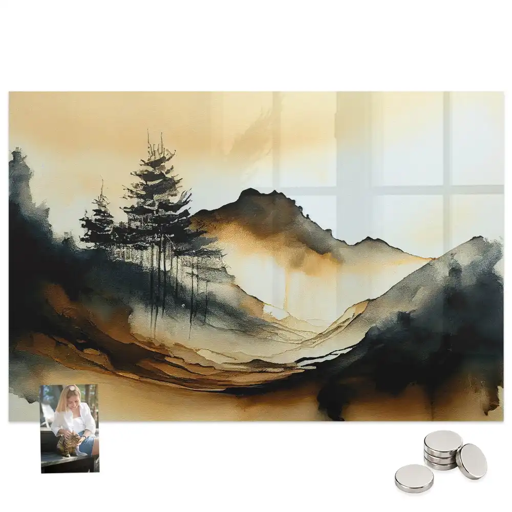 Tableau magnétique en verre avec motif artistique paysage