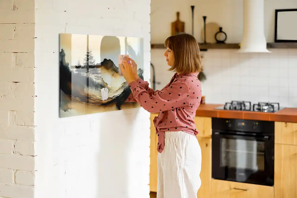 Tableau magnétique en verre avec motif artistique paysage