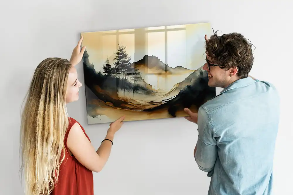 Tableau magnétique en verre avec motif artistique paysage