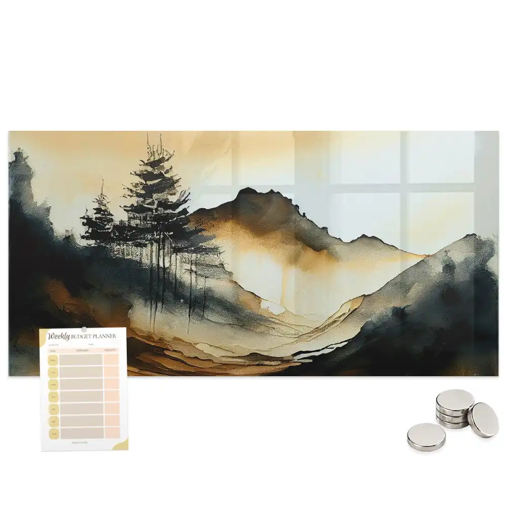 Tableau magnétique en verre avec motif artistique paysage