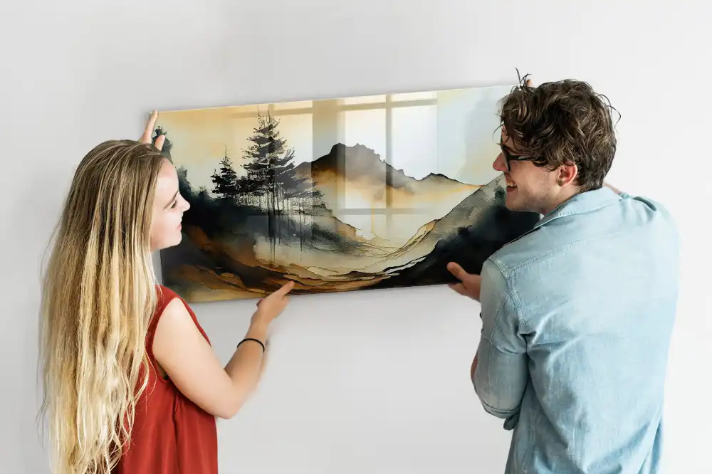 Tableau magnétique en verre avec motif artistique paysage