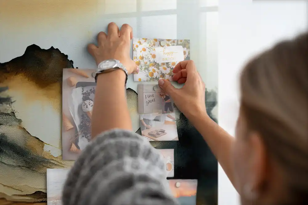 Tableau magnétique en verre avec motif artistique paysage