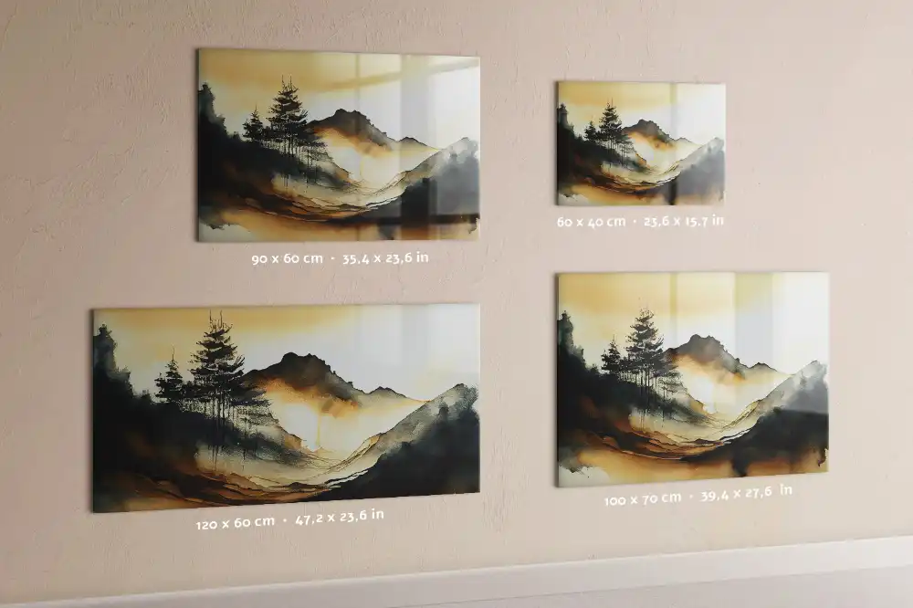 Tableau magnétique en verre avec motif artistique paysage