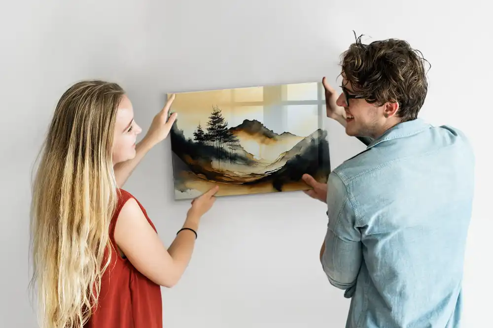 Tableau magnétique en verre avec motif artistique paysage
