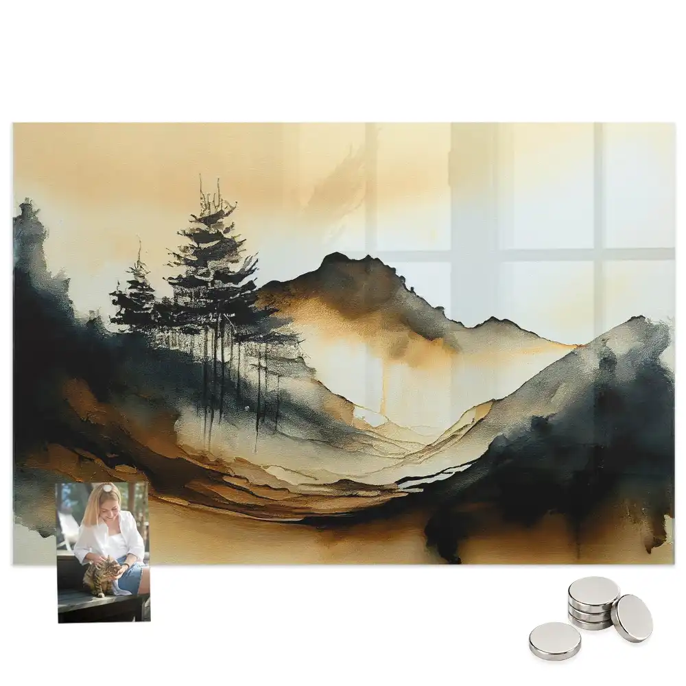 Tableau magnétique en verre avec motif artistique paysage