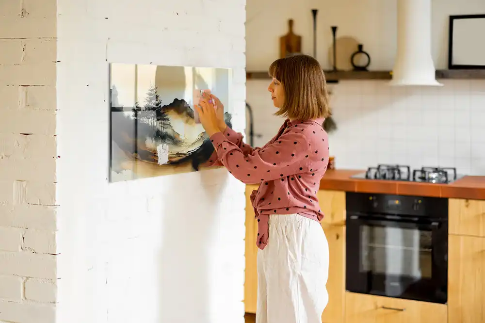 Tableau magnétique en verre avec motif artistique paysage