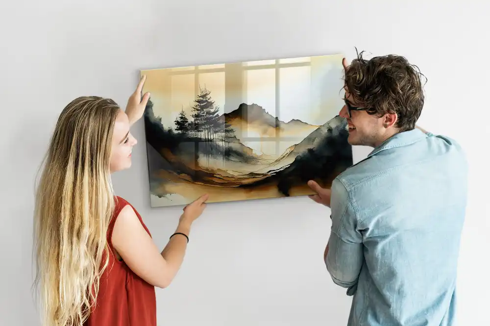 Tableau magnétique en verre avec motif artistique paysage