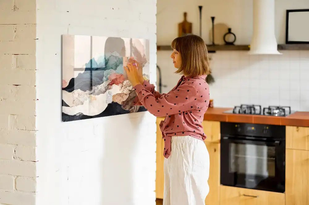 Tableau en verre magnétique motif paysage artistique