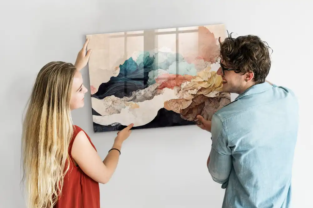 Tableau en verre magnétique motif paysage artistique