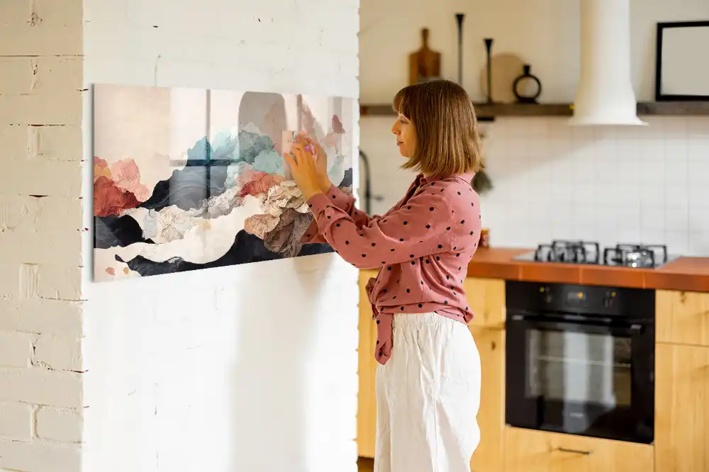 Tableau en verre magnétique motif paysage artistique
