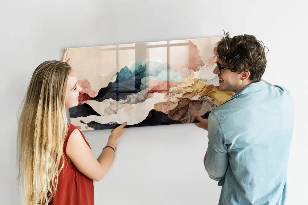 Tableau en verre magnétique motif paysage artistique