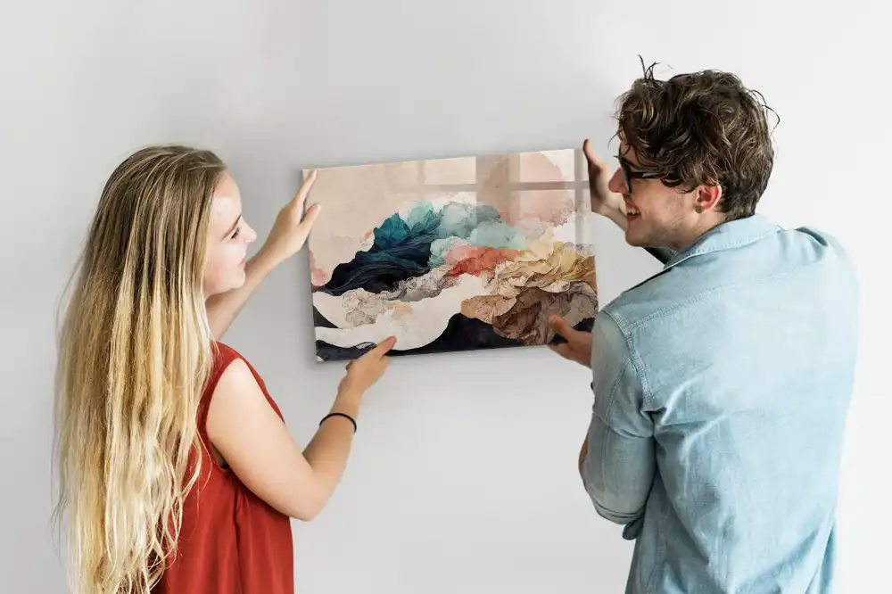 Tableau en verre magnétique motif paysage artistique