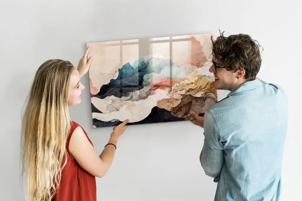 Tableau en verre magnétique motif paysage artistique