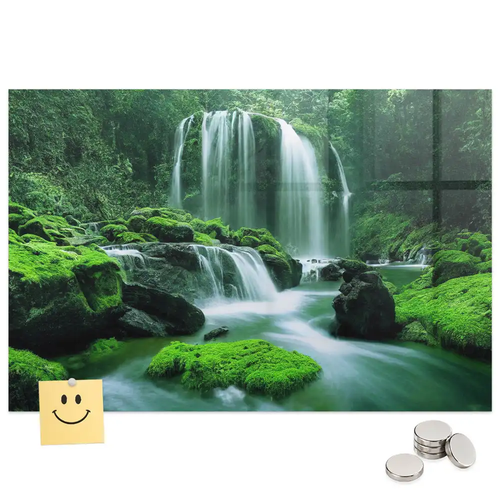 Tableau magnétique en verre avec motif de cascade dans la mousse
