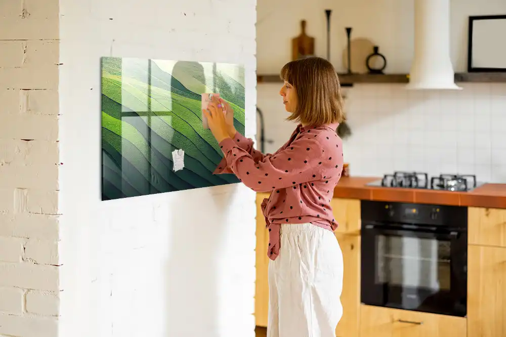 Tableau magnétique pour magnets motif résumé des champs verts