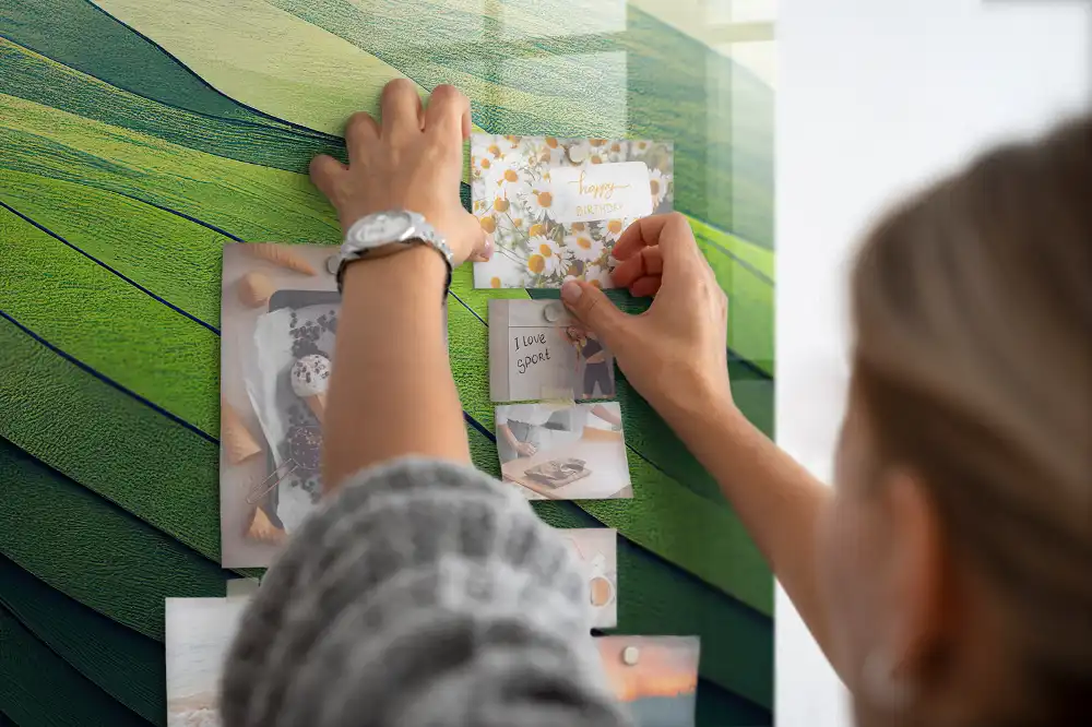 Tableau magnétique pour magnets motif résumé des champs verts