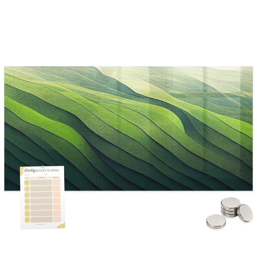 Tableau magnétique pour magnets motif résumé des champs verts