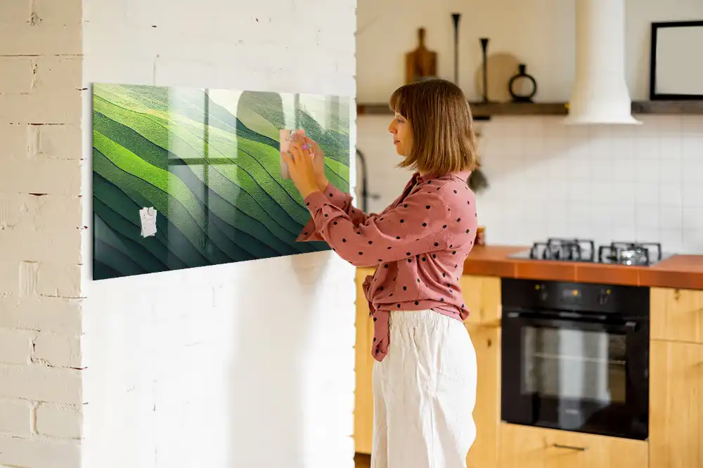 Tableau magnétique pour magnets motif résumé des champs verts
