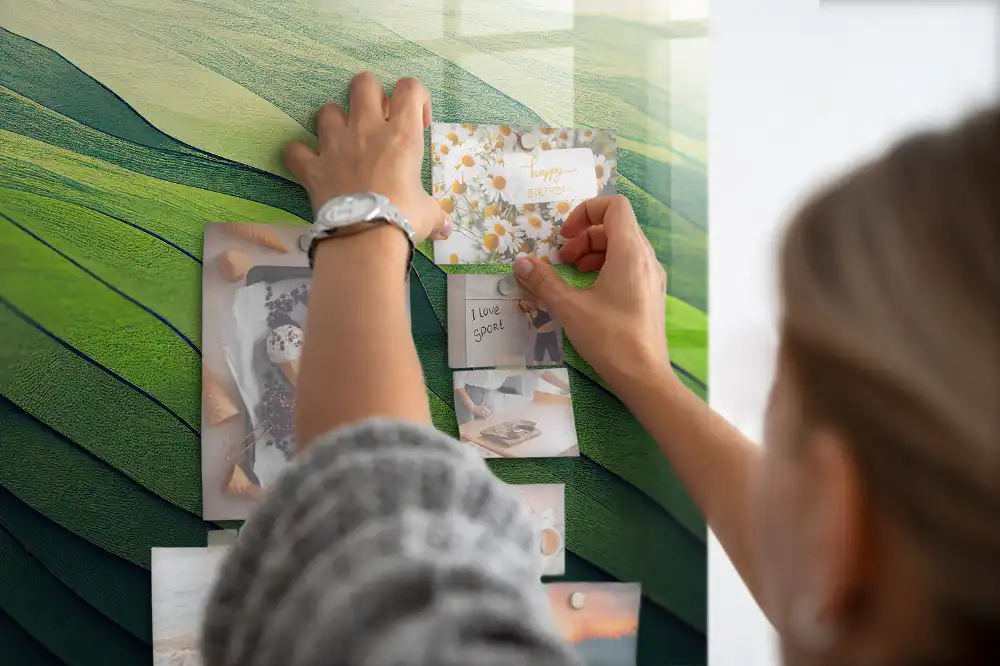 Tableau magnétique pour magnets motif résumé des champs verts