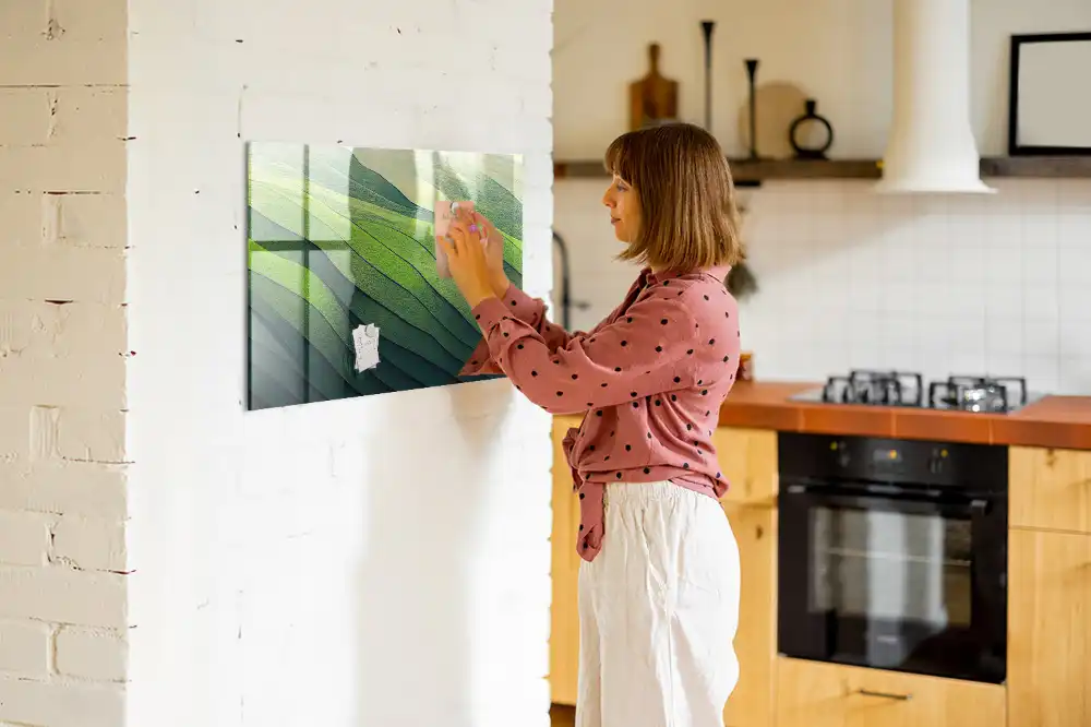 Tableau magnétique pour magnets motif résumé des champs verts