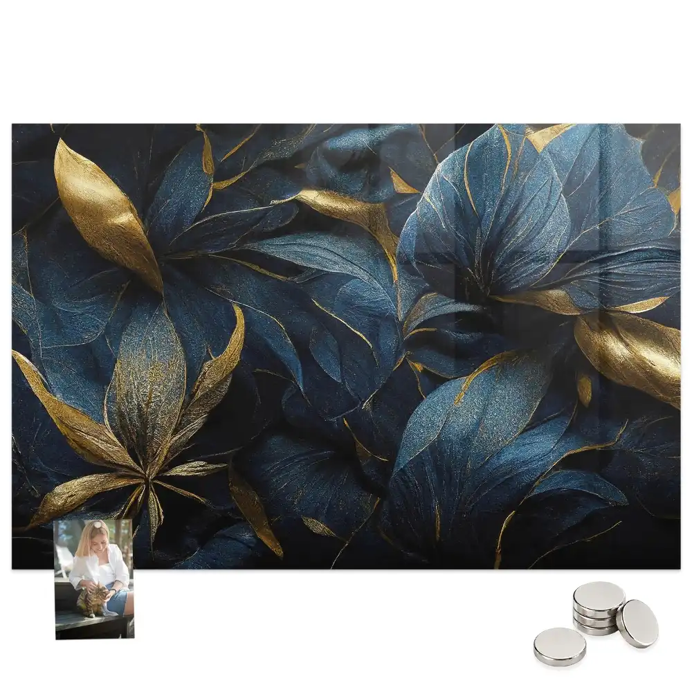 Tableau magnétique en verre avec motif floral ornemental