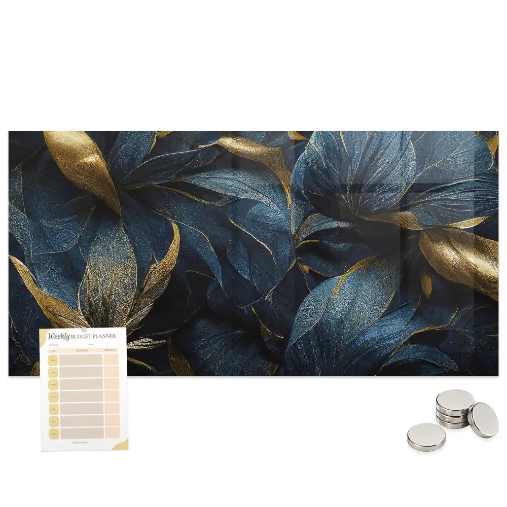 Tableau magnétique en verre avec motif floral ornemental