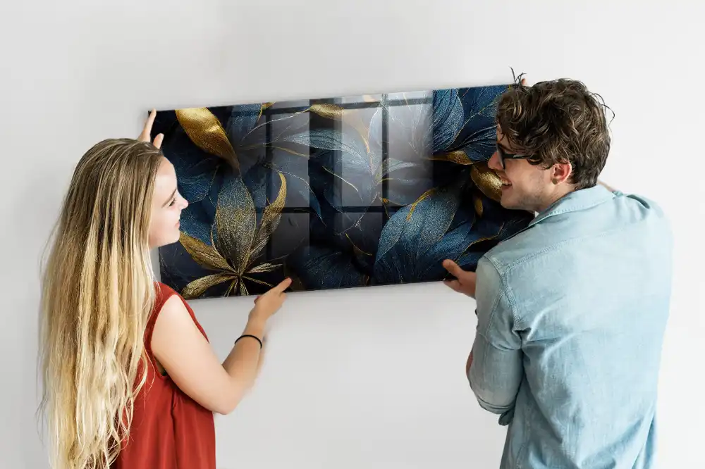 Tableau magnétique en verre avec motif floral ornemental