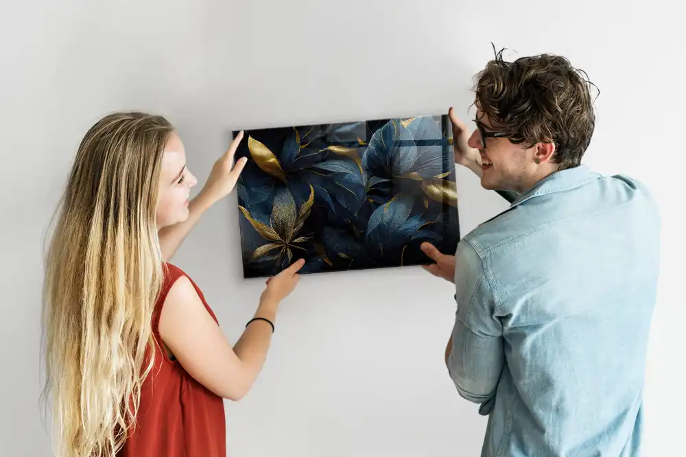 Tableau magnétique en verre avec motif floral ornemental