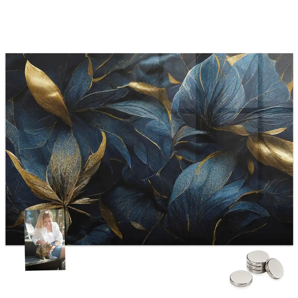 Tableau magnétique en verre avec motif floral ornemental