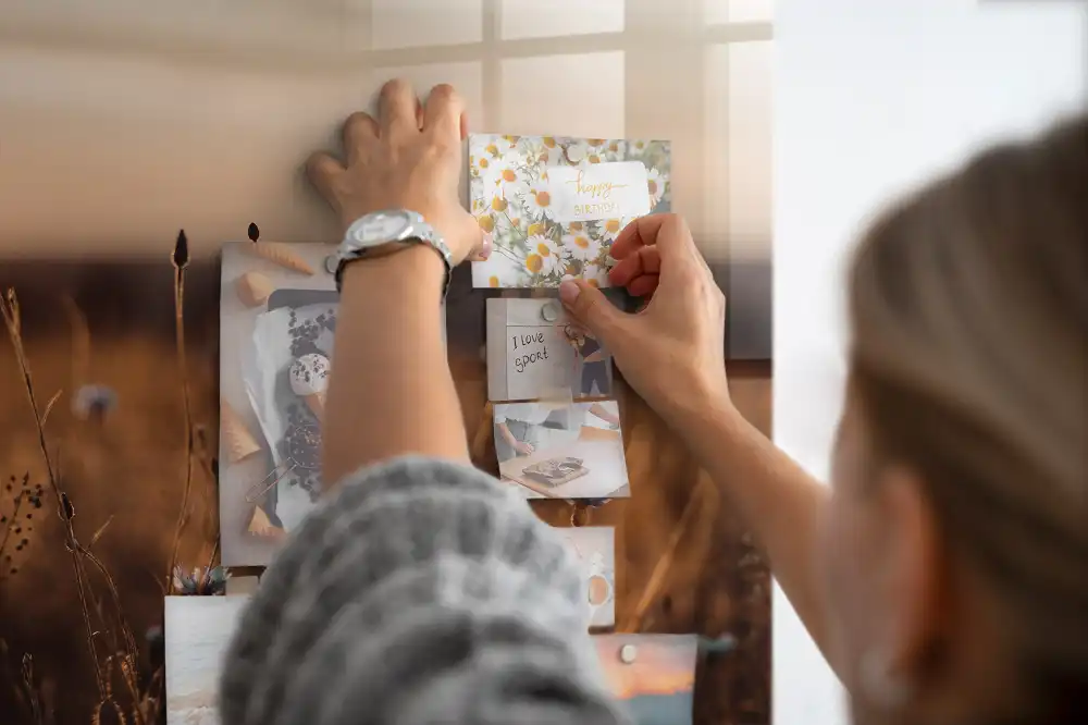 Tableau magnétique en verre motif prairie au lever du soleil