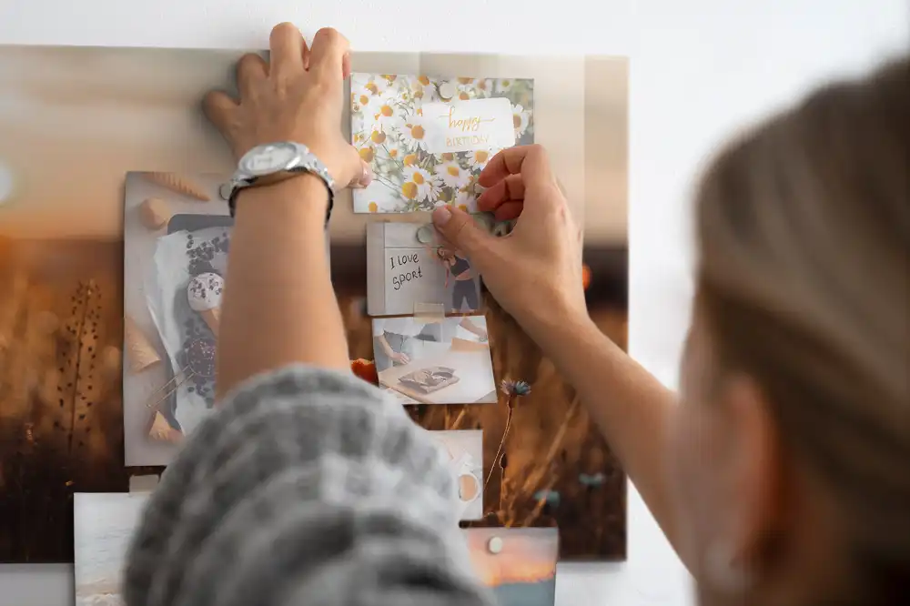 Tableau magnétique en verre motif prairie au lever du soleil