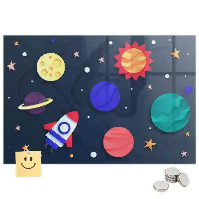 Tableau magnétique en verre pour enfants motif espace
