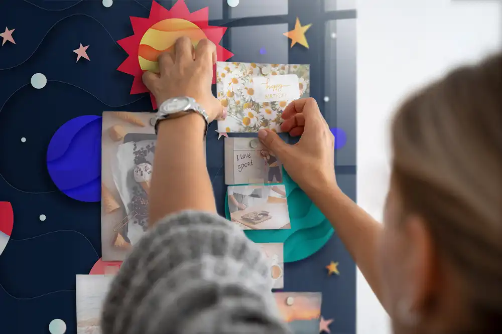 Tableau magnétique en verre pour enfants motif espace