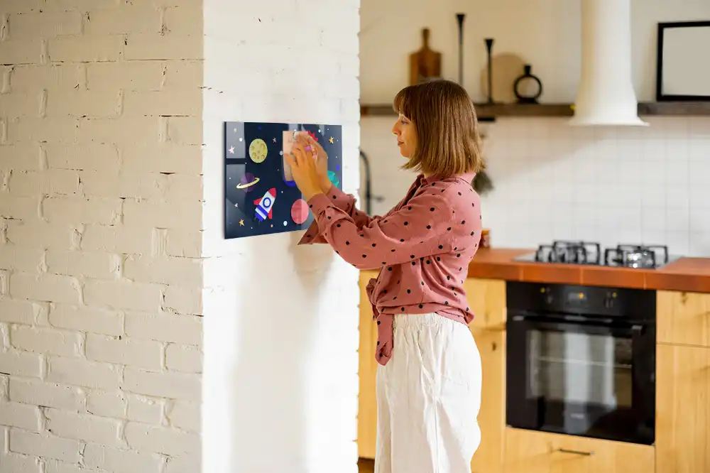 Tableau magnétique en verre pour enfants motif espace