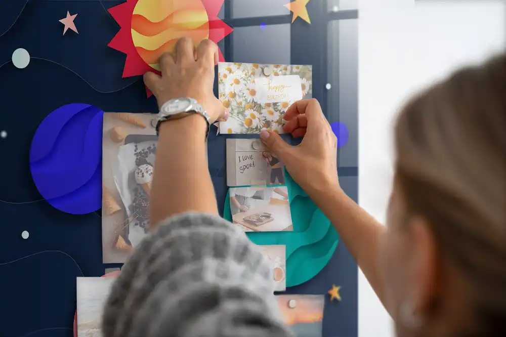 Tableau magnétique en verre pour enfants motif espace