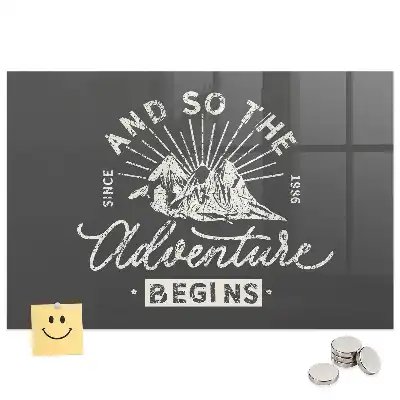Tableau magnétique en verre avec citation sur l'aventure